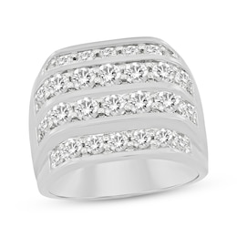 Men's Diamond Four-Row Angled Ring 3 ct tw 10K White Gold