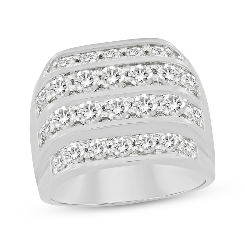 Men's Diamond Four-Row Angled Ring 3 ct tw 10K White Gold | Kay