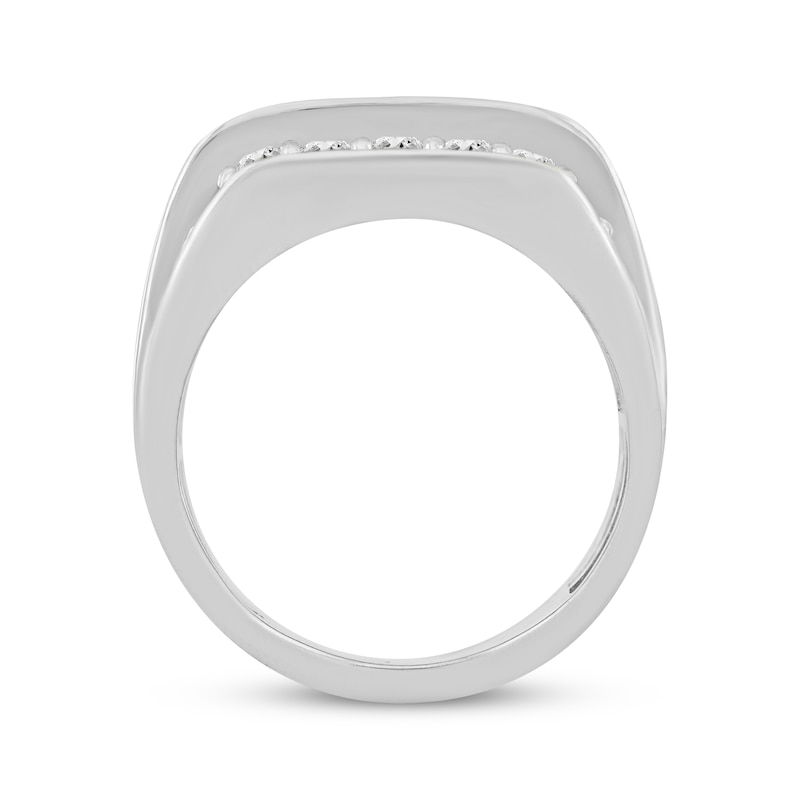 Main Image 3 of Men's Diamond Four-Row Angled Ring 3 ct tw 10K White Gold