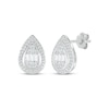 Thumbnail Image 1 of Baguette & Round-Cut Diamond Teardrop Stud Earrings 1/4 ct tw Sterling Silver