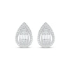 Thumbnail Image 2 of Baguette & Round-Cut Diamond Teardrop Stud Earrings 1/4 ct tw Sterling Silver