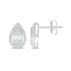 Thumbnail Image 3 of Baguette & Round-Cut Diamond Teardrop Stud Earrings 1/4 ct tw Sterling Silver