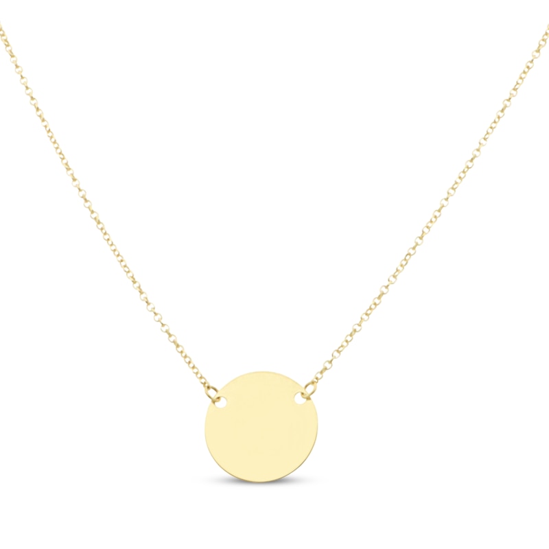 Main Image 1 of Engravable Disc Necklace 10K Yellow Gold 18&quot;