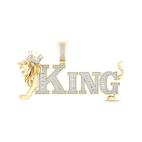 Men's Diamond King Lion Charm 1 ct tw 10K Yellow Gold