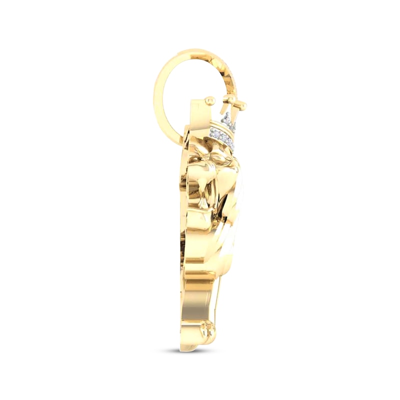 Main Image 3 of Men's Diamond King Lion Charm 1 ct tw 10K Yellow Gold