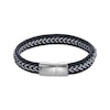 Thumbnail Image 2 of Men's Blue Leather Woven Herringbone Bracelet Stainless Steel 8.5&quot;