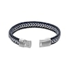 Thumbnail Image 3 of Men's Blue Leather Woven Herringbone Bracelet Stainless Steel 8.5&quot;