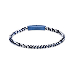 Foxtail Chain Bracelet 4mm Blue Ion Plate & Semi-Solid Stainless Steel 9&quot;