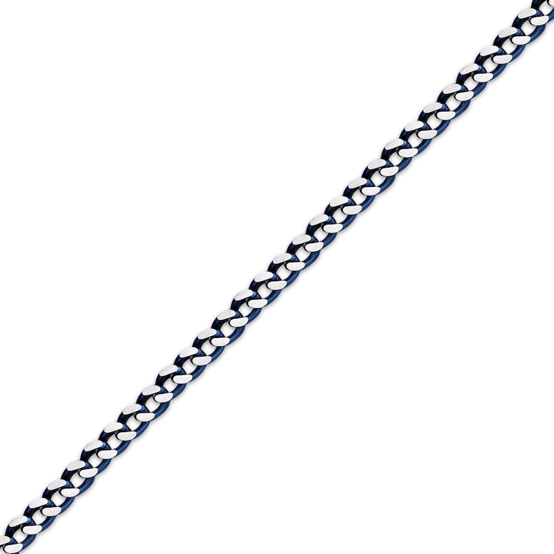 Semi-Solid Foxtail Chain Bracelet 4mm Blue Ion Plate & Stainless Steel 9"