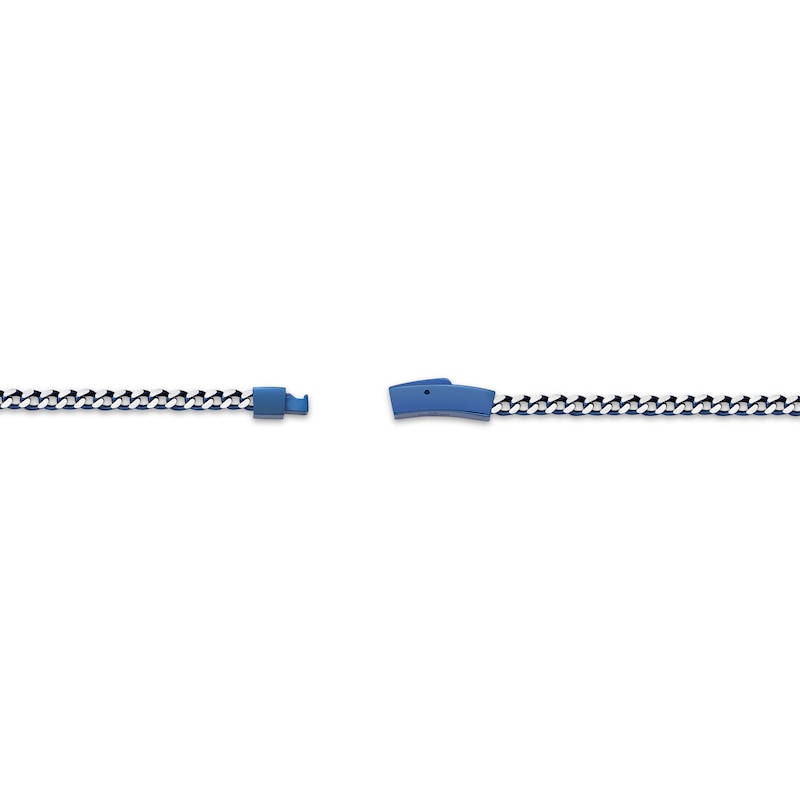 Semi-Solid Foxtail Chain Bracelet 4mm Blue Ion Plate & Stainless Steel 9"