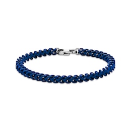 Franco Chain Bracelet 5mm Blue Ion-Plated Semi-Solid Stainless Steel 9&quot;