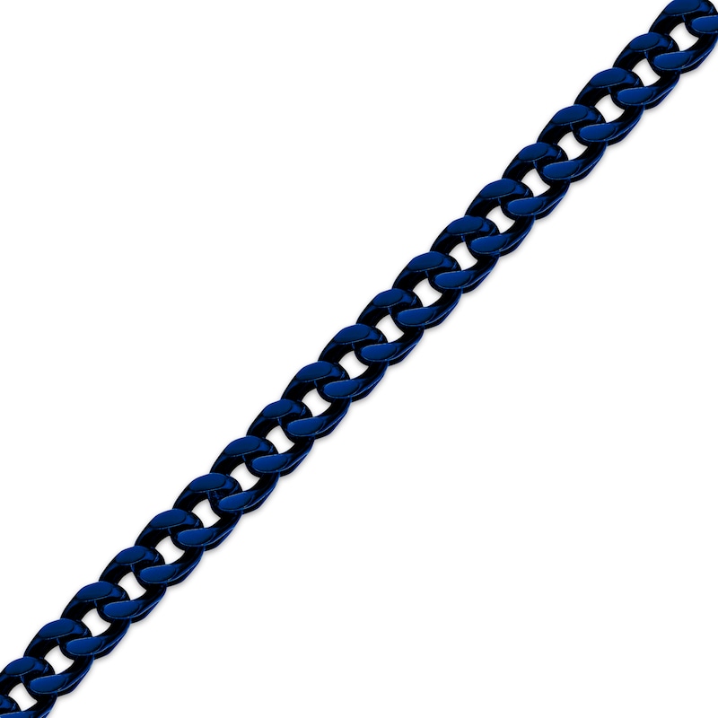 Main Image 2 of Semi-Solid Franco Chain Bracelet 5mm Blue Ion-Plated Stainless Steel 9&quot;