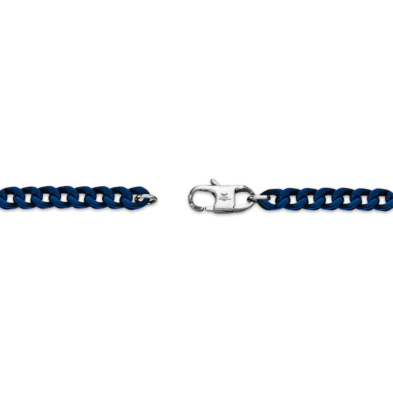 Main Image 3 of Semi-Solid Franco Chain Bracelet 5mm Blue Ion-Plated Stainless Steel 9&quot;