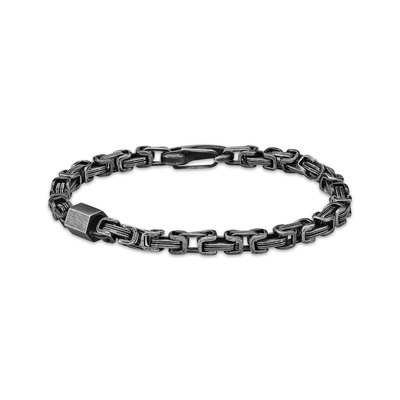 Main Image 1 of Semi-Solid Byzantine Chain Bracelet 10mm Stainless Steel 8.75&quot;