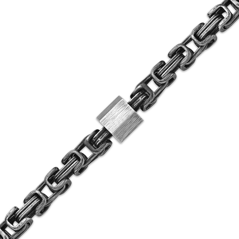 Main Image 2 of Semi-Solid Byzantine Chain Bracelet 10mm Stainless Steel 8.75&quot;