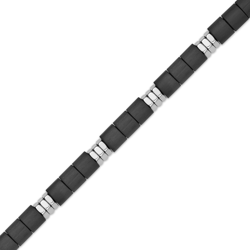 Main Image 2 of Men's Barrel & Bead Bracelet Two-Tone Stainless Steel 8.5&quot;