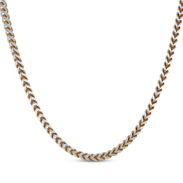 Foxtail Chain Necklace 6mm Two-Tone Semi-Solid Stainless Steel 24&quot;