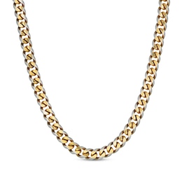 Curb Chain Necklace 8mm Two-Tone Semi-Solid Stainless Steel 24&quot;