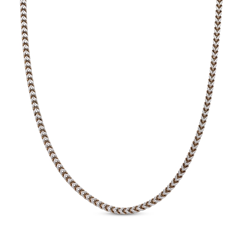 Main Image 1 of Semi-Solid Foxtail Chain Necklace 4mm Two-Tone Stainless Steel 22&quot;