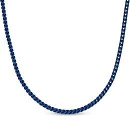 Foxtail Chain Necklace 5mm Blue Ion-Plated Semi-Solid Stainless Steel 22&quot;