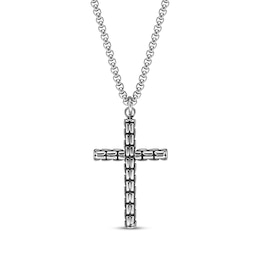 Chain Cross Necklace Black Ion Plate & Stainless Steel 24&quot;