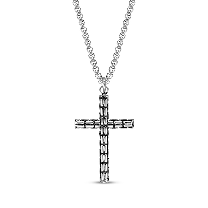 Main Image 1 of Chain Cross Necklace Black Ion Plate & Stainless Steel 24&quot;