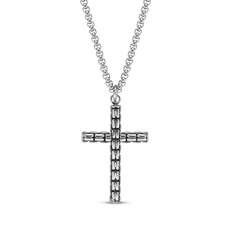 Main Image 3 of Chain Cross Necklace Black Ion Plate & Stainless Steel 24&quot;