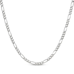 Solid Figaro Chain Necklace 5.6mm Sterling Silver 24&quot;