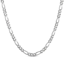 Solid Figaro Chain Necklace 6.5mm Sterling Silver 24&quot;