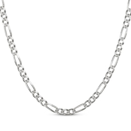 Solid Figaro Chain Necklace 6.5mm Sterling Silver 20&quot;