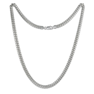 Solid Cuban Curb Chain Necklace 6.4mm Sterling Silver 24