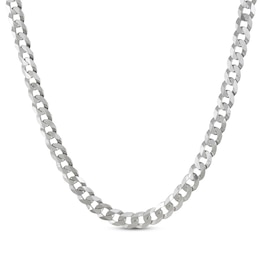 Solid Flat Curb Chain Necklace 5.9mm Sterling Silver 24&quot;