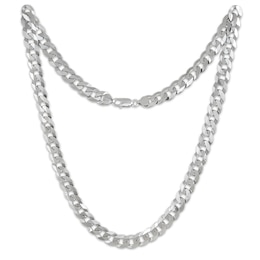 Solid Flat Curb Chain Necklace 6.7mm Sterling Silver 22&quot;