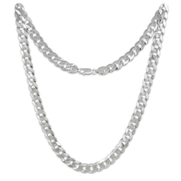 Solid Flat Curb Chain Necklace 6.7mm Sterling Silver 24&quot;