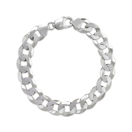 Solid Flat Curb Chain Bracelet 12.2mm Sterling Silver 8.5&quot;