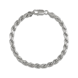 Solid Diamond-Cut Rope Chain Bracelet 4.3mm Sterling Silver 8.5&quot;