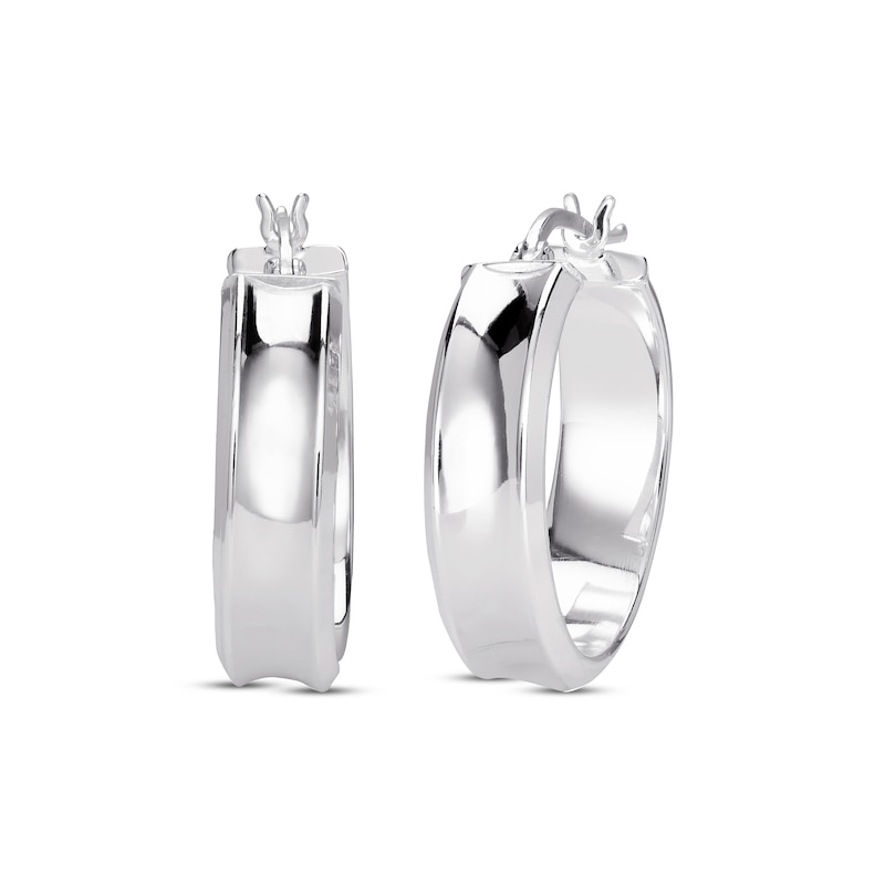 Concave Hoop Earrings Sterling Silver 25.7mm