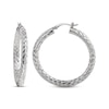 Thumbnail Image 1 of Hammered Diamond-Cut Tube Hoop Earrings Sterling Silver 38mm