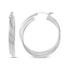 Thumbnail Image 1 of Three-Row Crossover Tube Hoop Earrings Sterling Silver