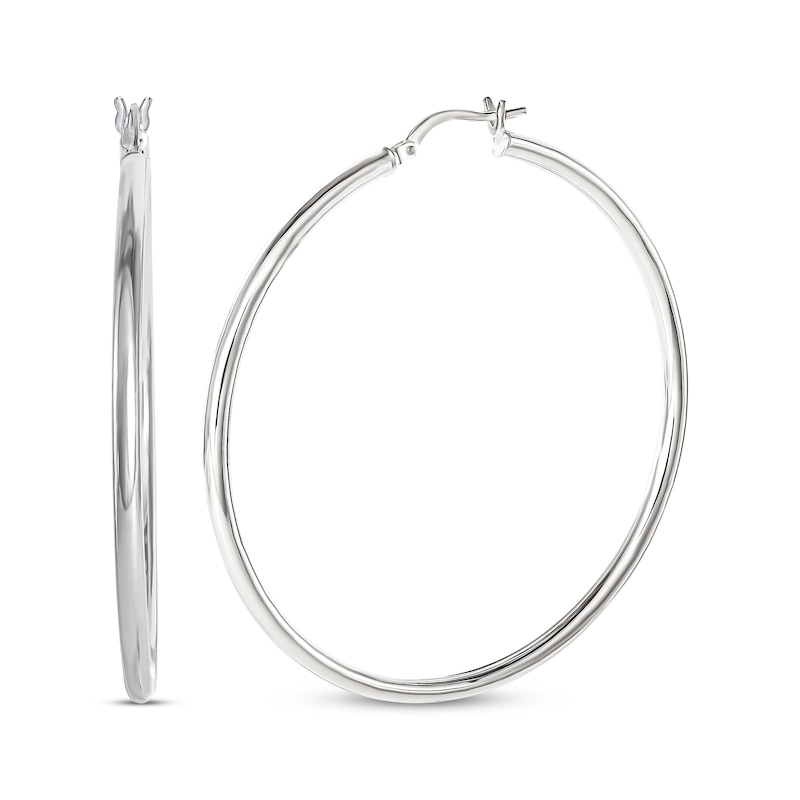 Tube Hoop Earrings Sterling Silver 50.5mm