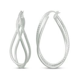 Diamond-Cut Double Twist Hoop Earrings Sterling Silver