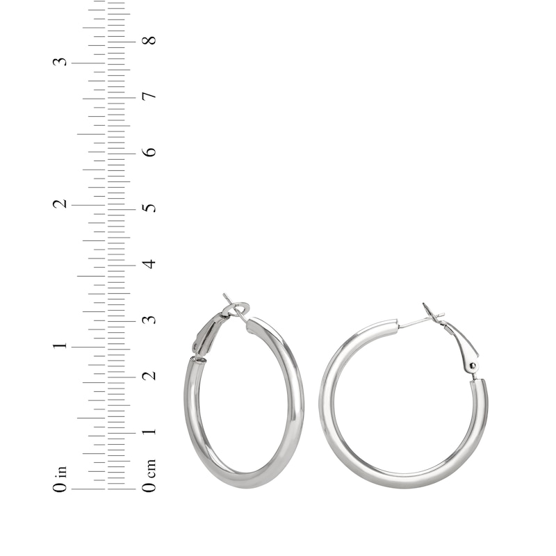 Polished Round Tube Hoop Earrings Sterling Silver 31.75mm