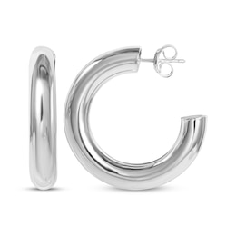 Polished Open Tube Hoop Earrings Sterling Silver 41.85mm