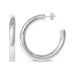 Tube Hoop Earrings Sterling Silver 38mm