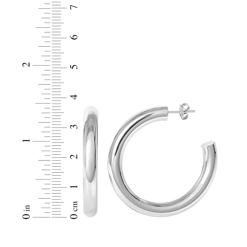 Tube Hoop Earrings Sterling Silver 38mm