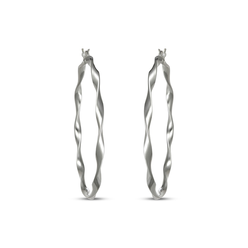 Ribbon Twist Hoop Earrings Sterling Silver 51.7mm