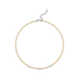 Braided X-Link Necklace Sterling Silver & 14K Yellow Gold Plate 18&quot;