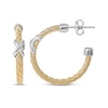 Thumbnail Image 2 of Braided Cuff Hoop Earrings 30mm Sterling Silver & 14K Yellow Gold Plate