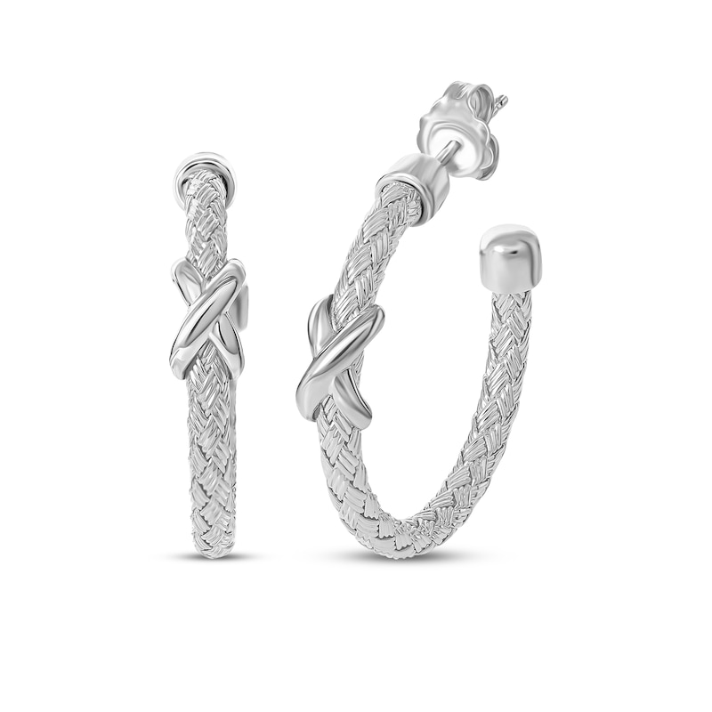 Main Image 1 of Braided Cuff Hoop Earrings 30mm Sterling Silver