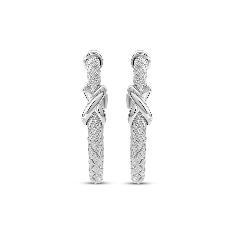 Main Image 2 of Braided Cuff Hoop Earrings 30mm Sterling Silver